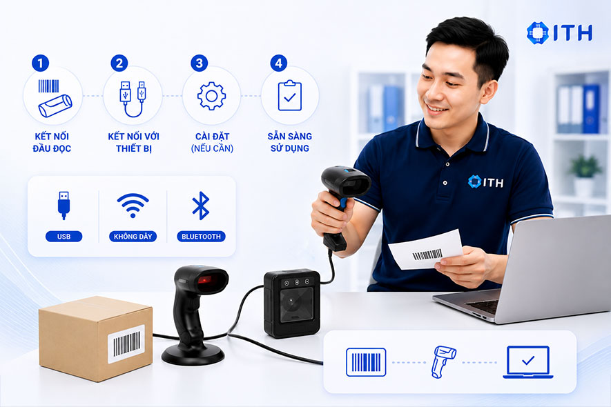 Hướng dẫn sử dụng và kết nối đầu đọc mã vạch cơ bản