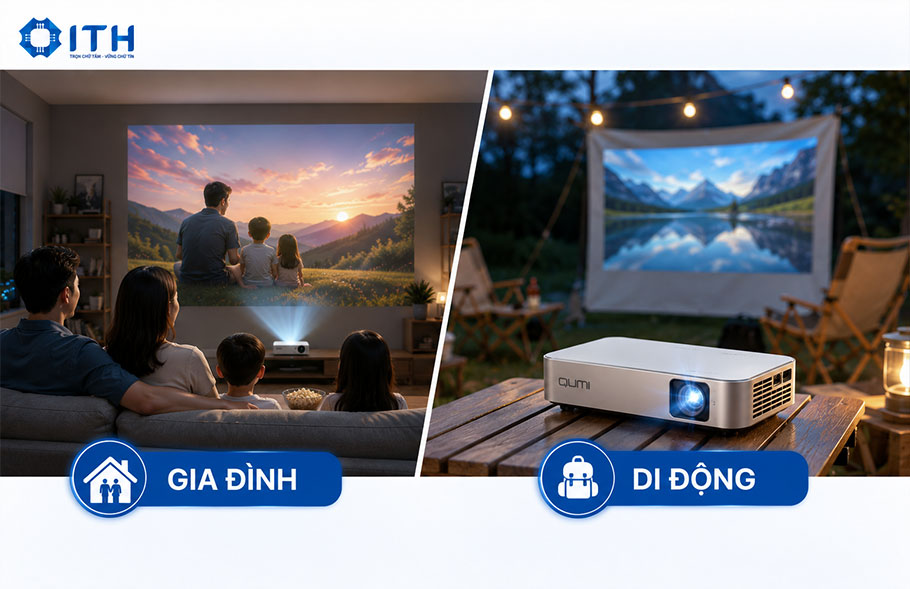 Giải trí gia đình và máy chiếu Vivitek mini Qumi