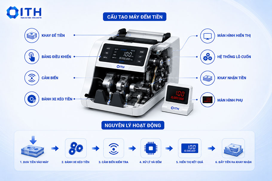 Cấu tạo và nguyên lý hoạt động của máy đếm tiền