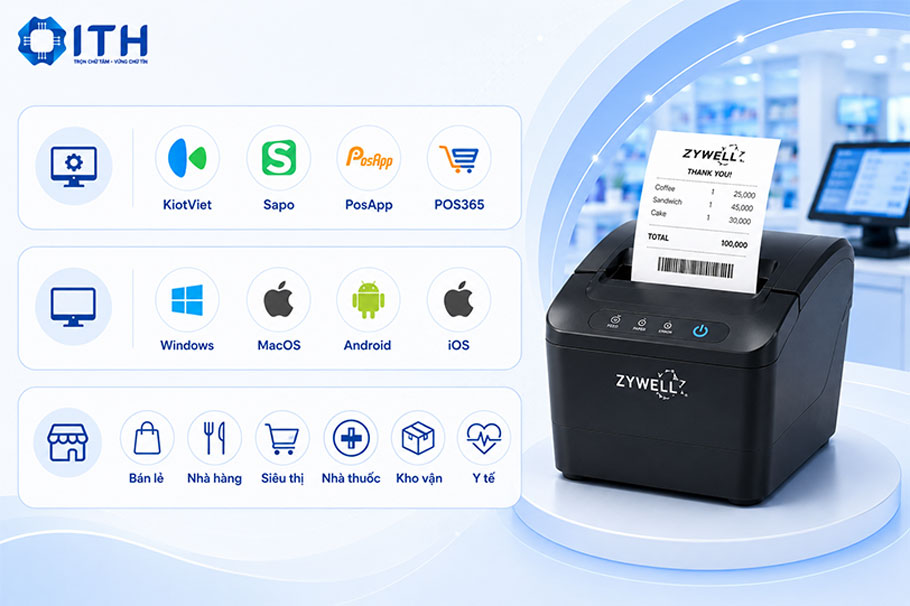 Khả năng tương thích và ứng dụng thực tế của Máy in hóa đơn ZYWELL