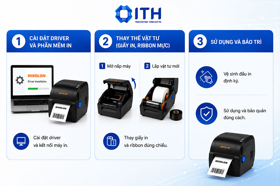 Hướng dẫn cài đặt và sử dụng máy in tem mã vạch Bixolon