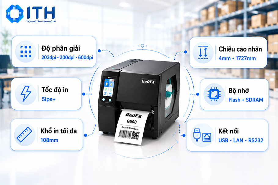 Các thông số kỹ thuật quan trọng máy in Godex