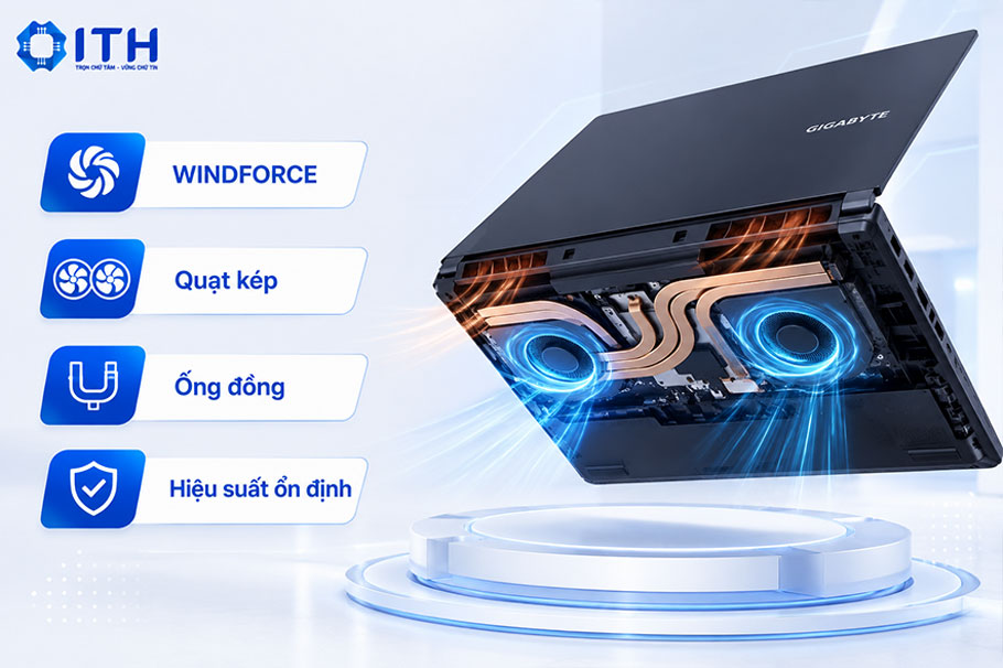Hệ thống tản nhiệt của máy tính xách tay Gigabyte