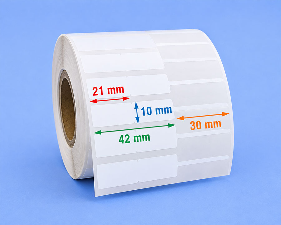 Decal PVC 21x10mm dài 50m tem vàng bạc