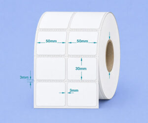 Decal thường 50x30mm dài 50m 2 tem trên 1 hàng