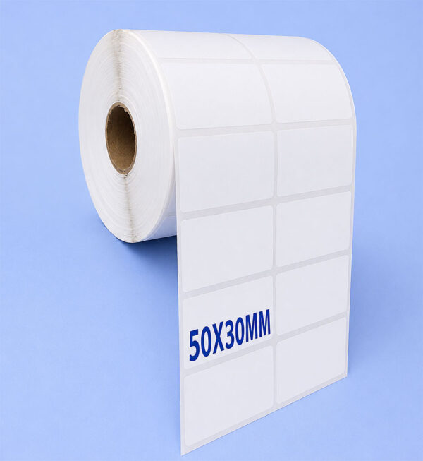Decal thường 50x30mm dài 50m 2 tem trên 1 hàng