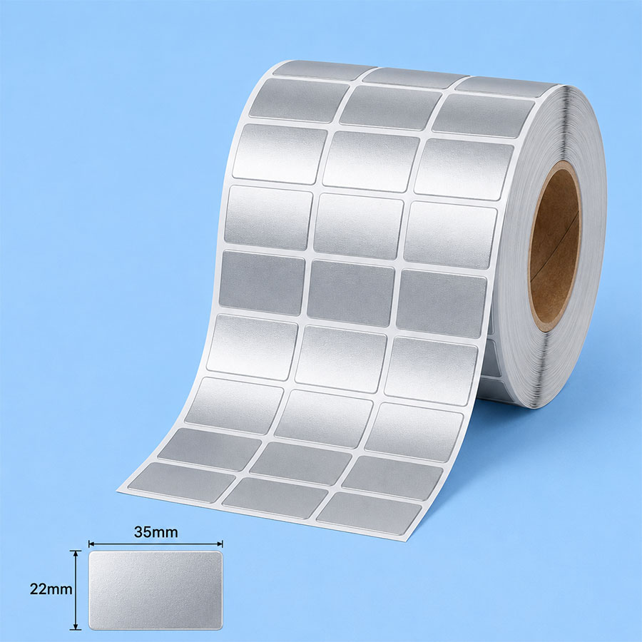 Decal xi bạc 35x22mm dài 50m 3 tem trên 1 hàng