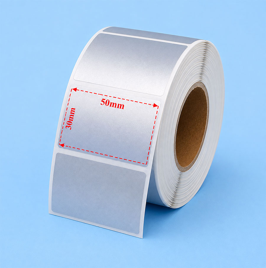 Decal xi bạc 50x30mm dài 50m