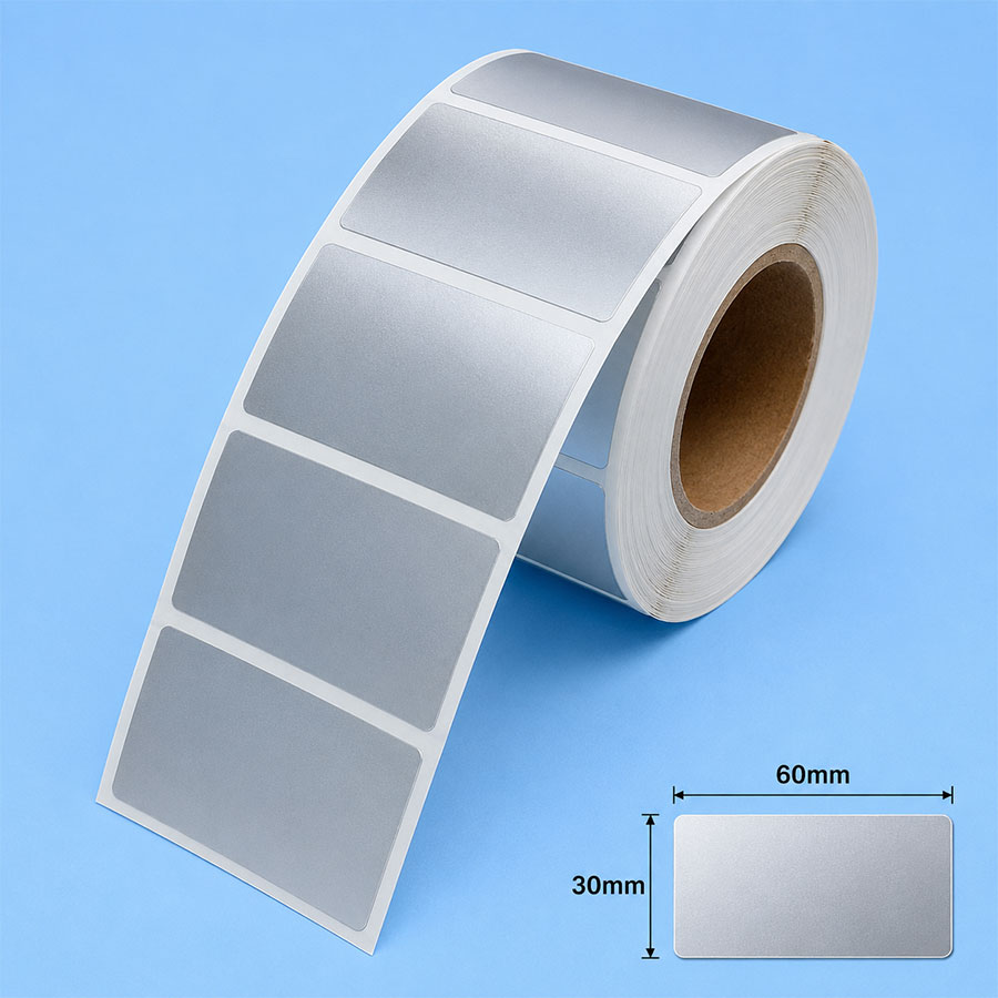 Decal xi bạc 60x30mm dài 50m