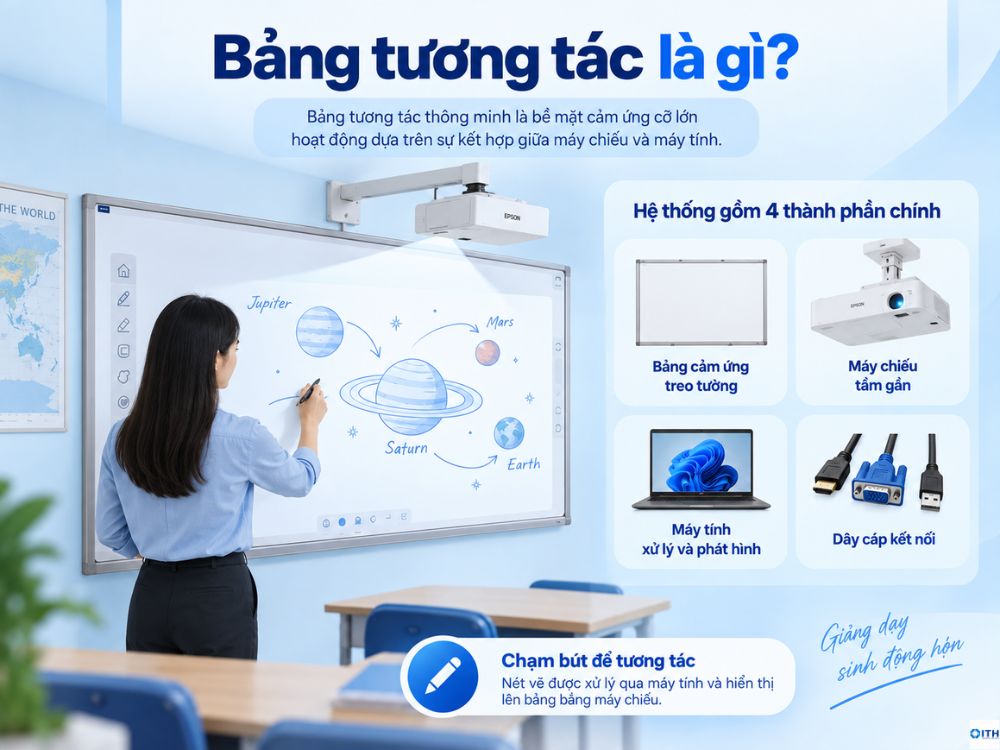 Bảng tương tác kết hợp giữa máy chiếu và bảng cảm ứng