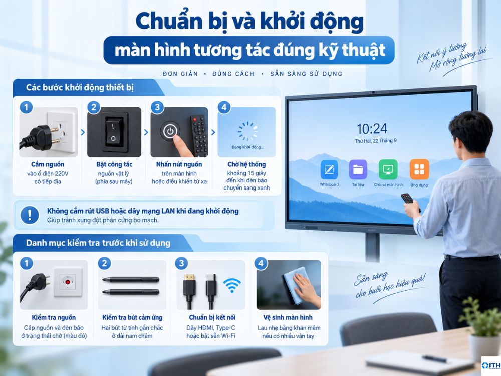 Các thao tác setup để chuẩn bị sử dụng màn hình tương tác