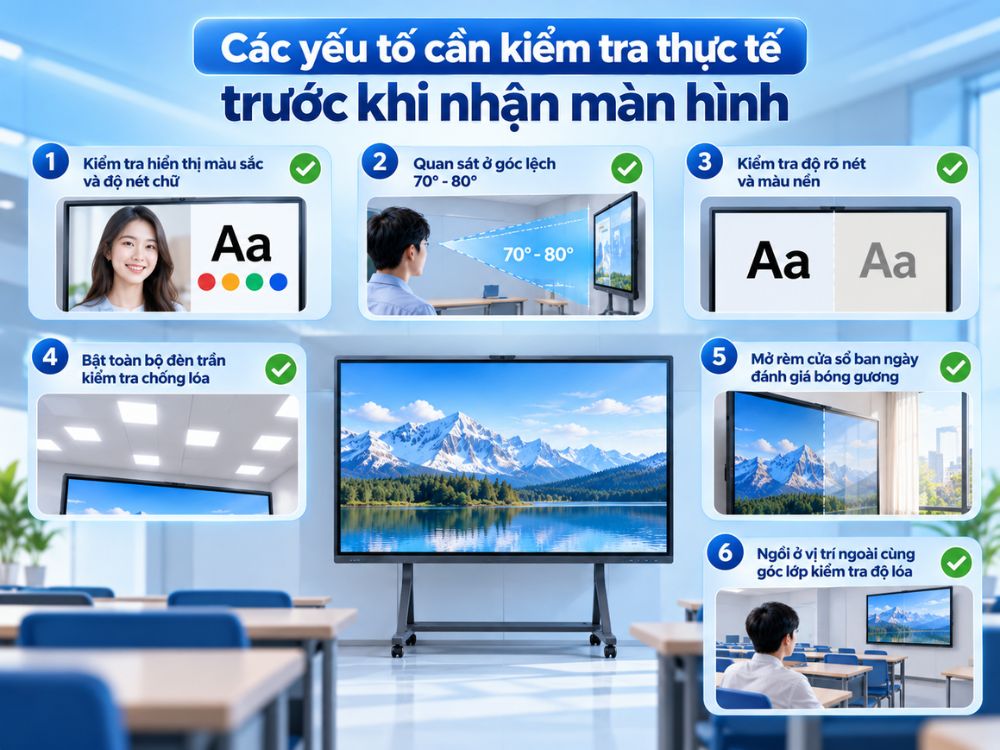 Các yêu tố cần kiểm tra trước khi nhận màn hình tương tác