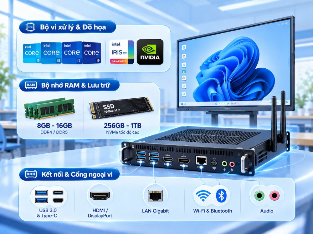 Cấu tạo phần cứng chi tiết của một module máy tính OPS