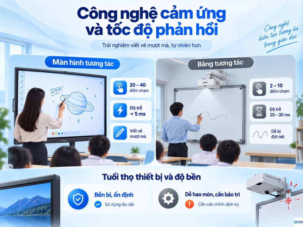Công nghệ cảm ứng trên màn hình tương tác và bảng tương tác
