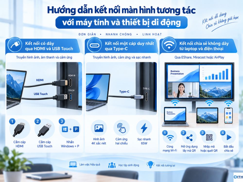 Hướng dẫn kết nối màn hình tương tác với các thiết bị di động