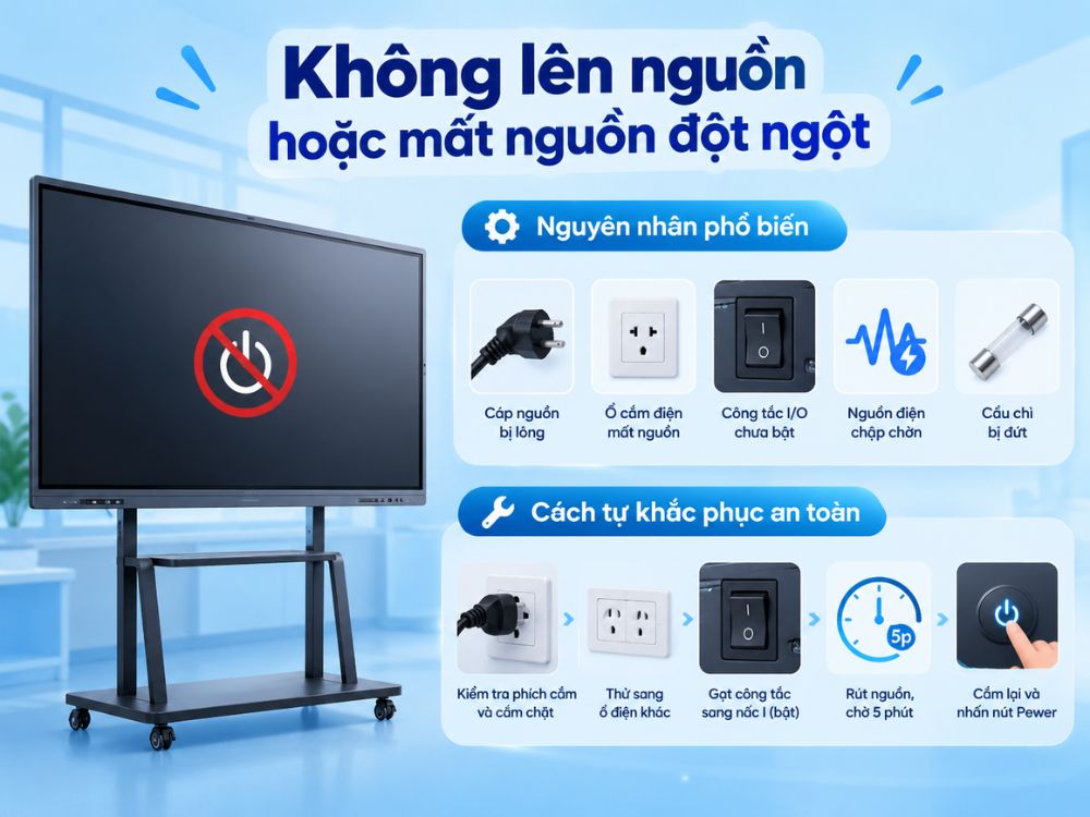 Không lên nguồn hoặc mất nguồn đột ngột