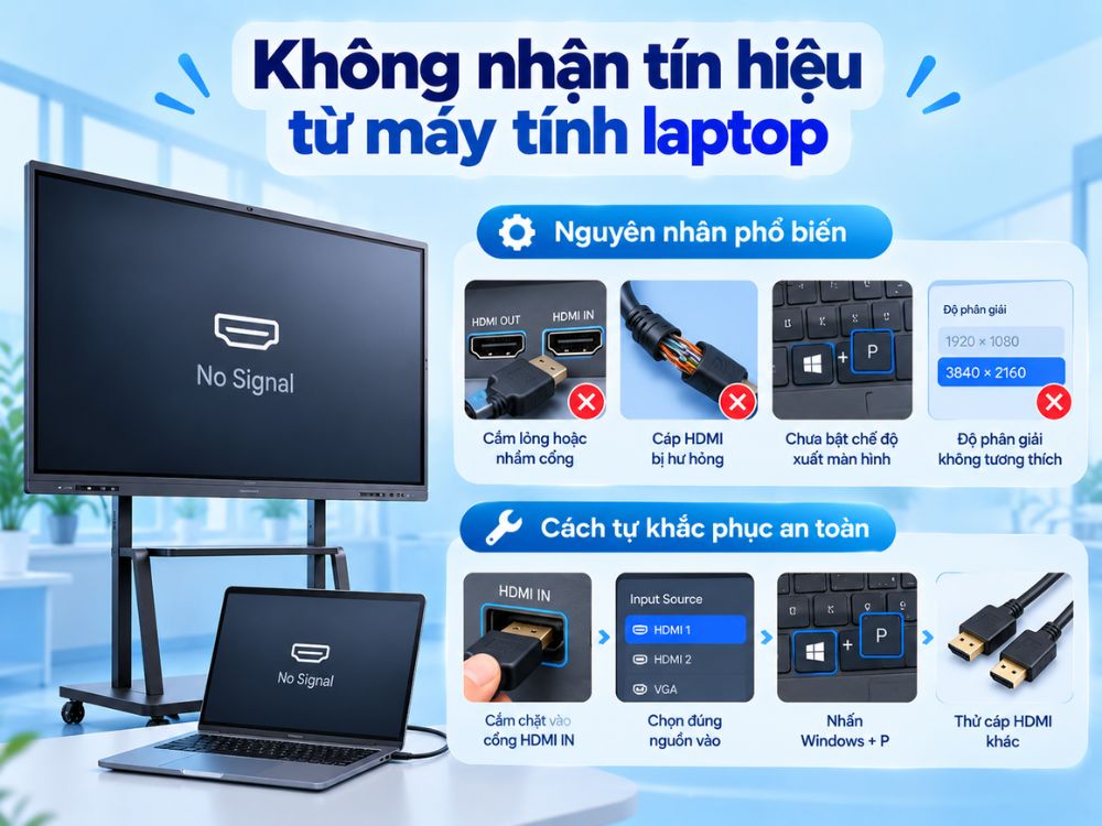 Không nhận tín hiệu từ máy tính laptop