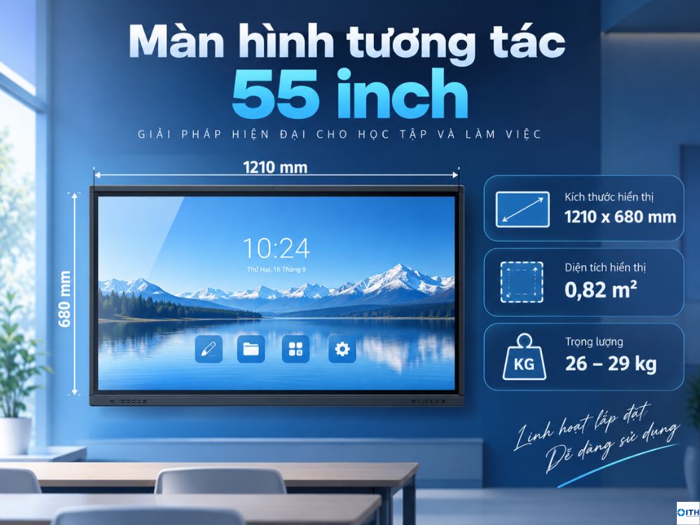 Kích thước màn hình tương tác 55 inch