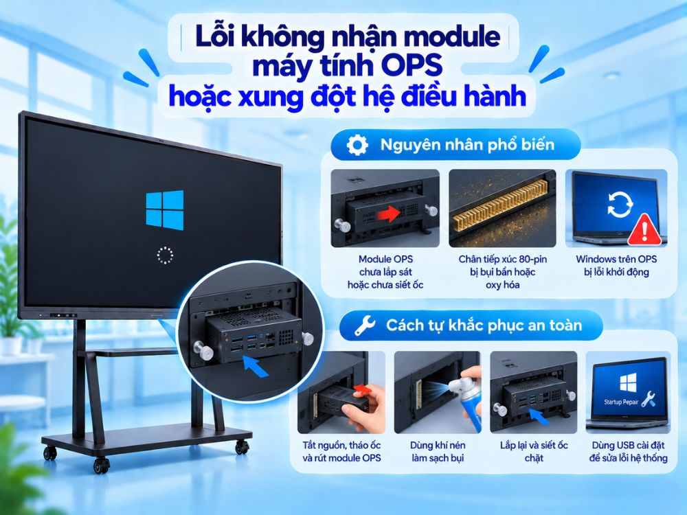 Lỗi không nhận module máy tính OPS hoặc xung đột hệ điều hành