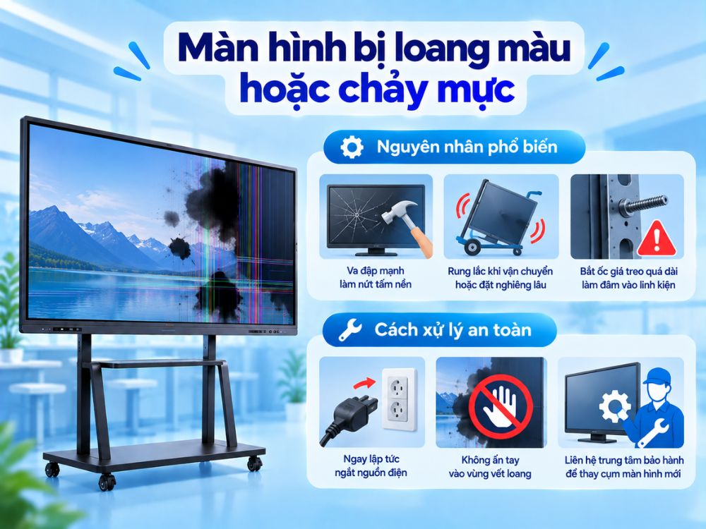 Màn hình bị loang màu hoặc chảy mực