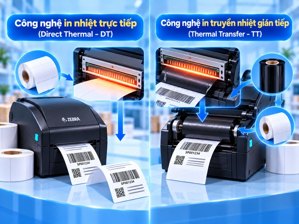 Máy in tem nhiệt trực tiếp và truyền nhiệt in như thế nào
