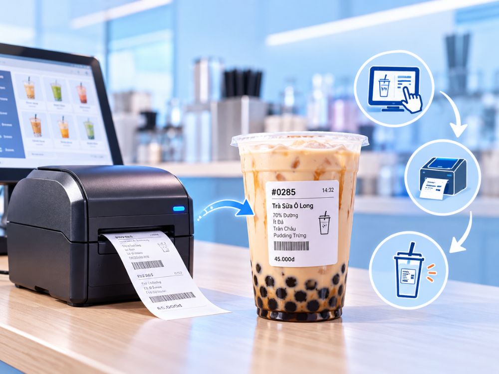 Máy in tem trà sữa là gì