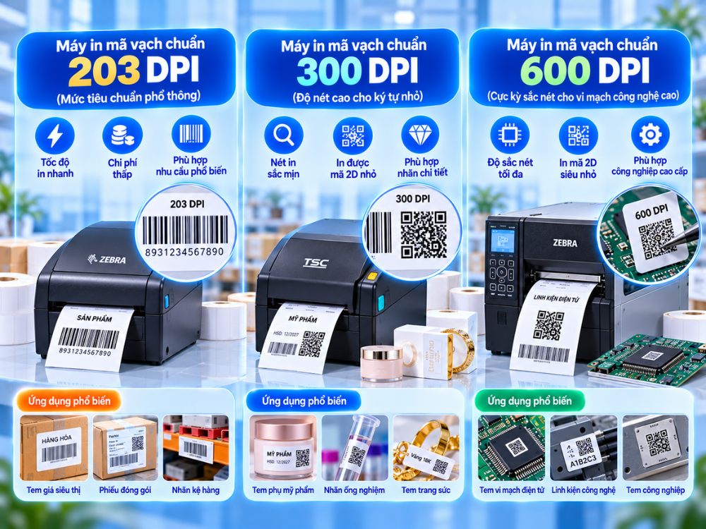 Phân loại máy in mã vạch theo độ phân giải đầu in