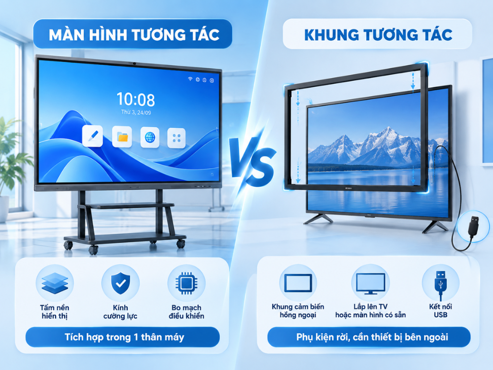 So sánh màn hình tương tác và khung tương tác
