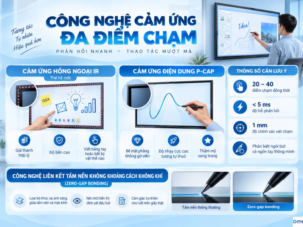 Tiêu chí lựa chọn màn hình tương tác theo công nghệ cảm ứng