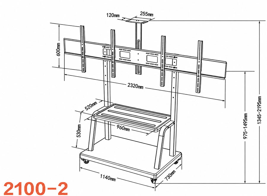 Giá Treo Tivi Di Động 2 Màn Hình Dalite 2100-2
