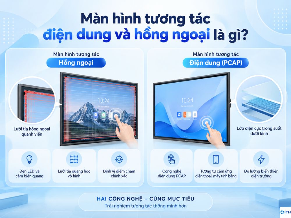 màn hình tương tác điện dung và hồng ngoại là màn hình gì