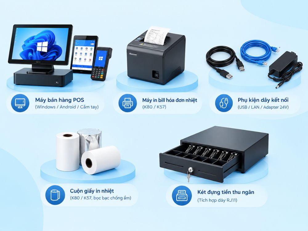 Chuẩn bị thiết bị và vật tư trước khi kết nối máy in bill với máy bán hàng