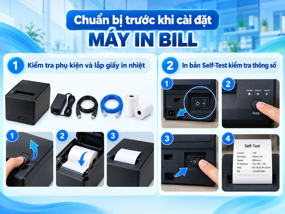 Chuẩn bị trước khi cài đặt máy in bill