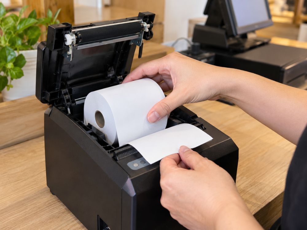 Hướng dẫn lắp giấy in trước khi sử dụng máy in hóa đơn 