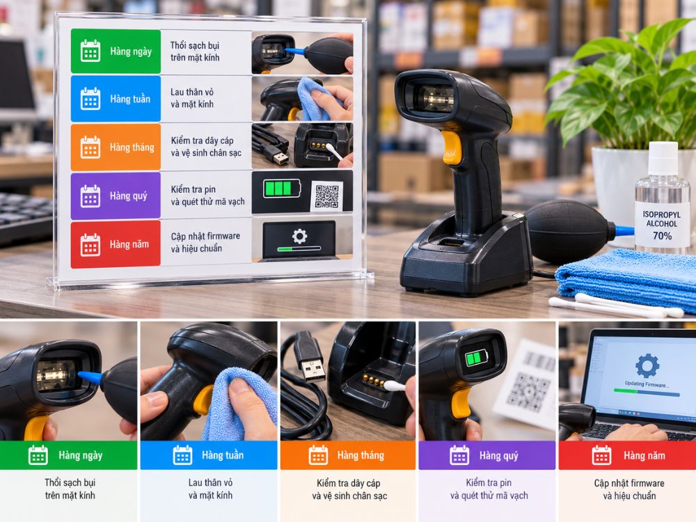 Lịch trình bảo dưỡng máy quét mã vạch định kỳ cho doanh nghiệp