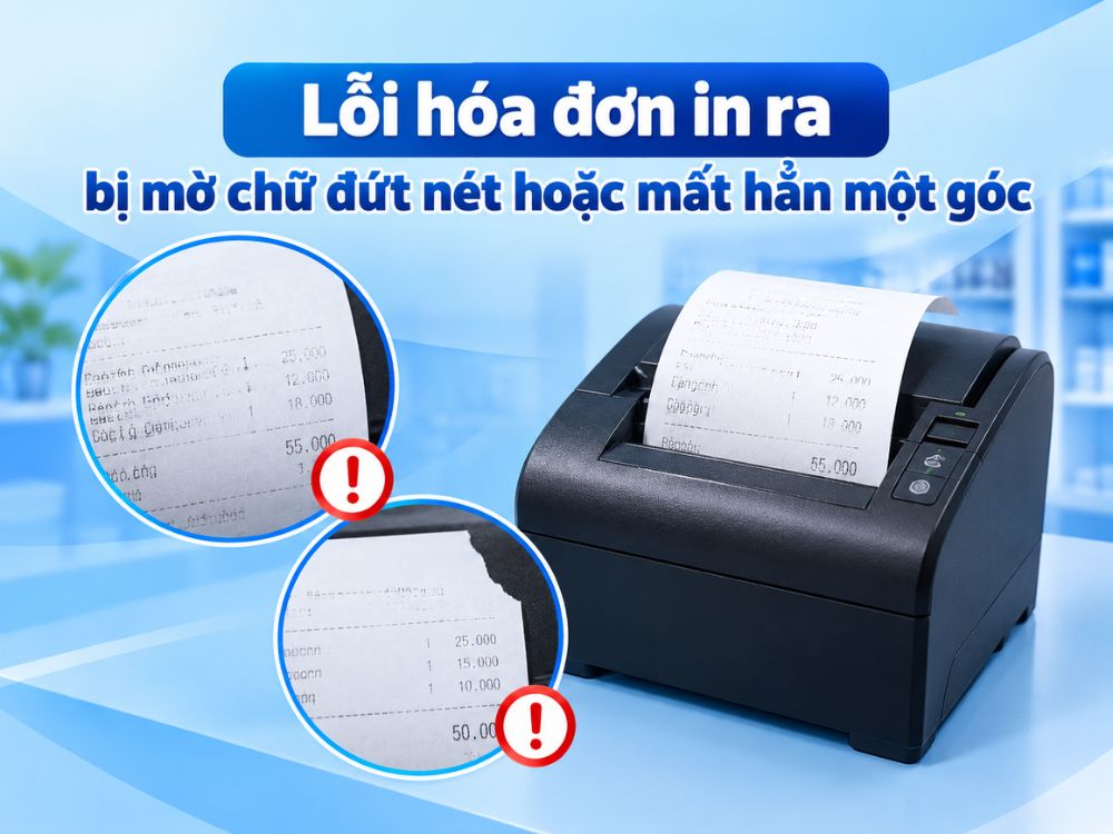 Lỗi hóa đơn in ra bị mờ chữ đứt nét hoặc mất hẳn một góc