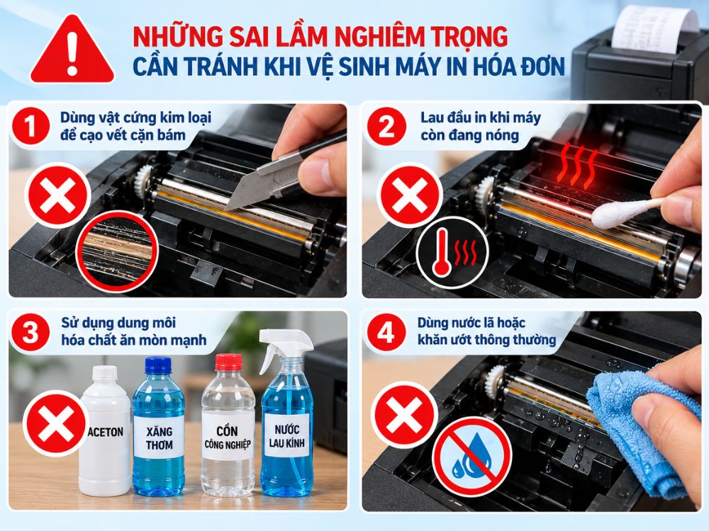 Những sai lầm tai hại tuyệt đối tránh khi vệ sinh đầu in máy in bill