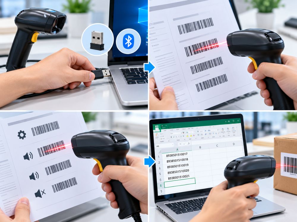 Quy trình 4 bước kết nối và cài đặt máy quét mã vạch