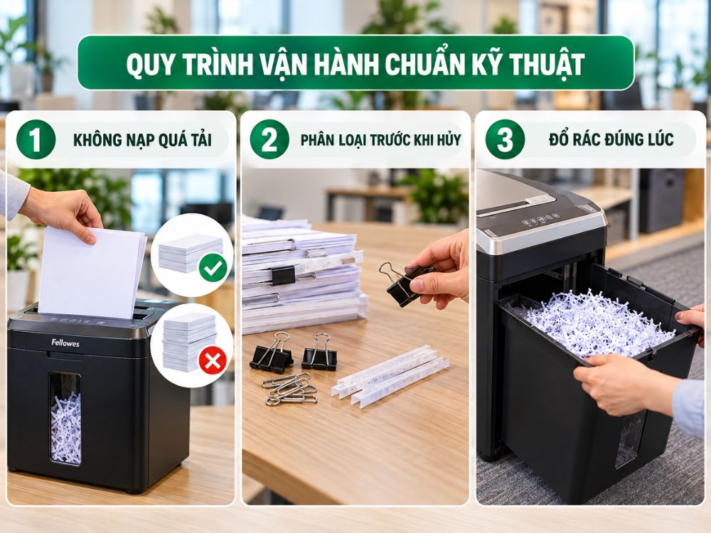 Quy trinh su dung may huy tai lieu chuan ky thuat Quy trình sử dụng máy hủy tài liệu chuẩn kỹ thuật