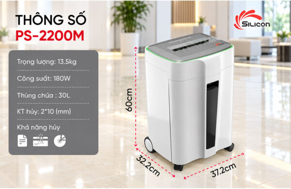 Máy huỷ tài liệu Silicon PS-2200C