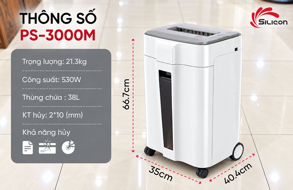 Silicon PS 3000M 2 Máy huỷ tài liệu Silicon PS-3000M