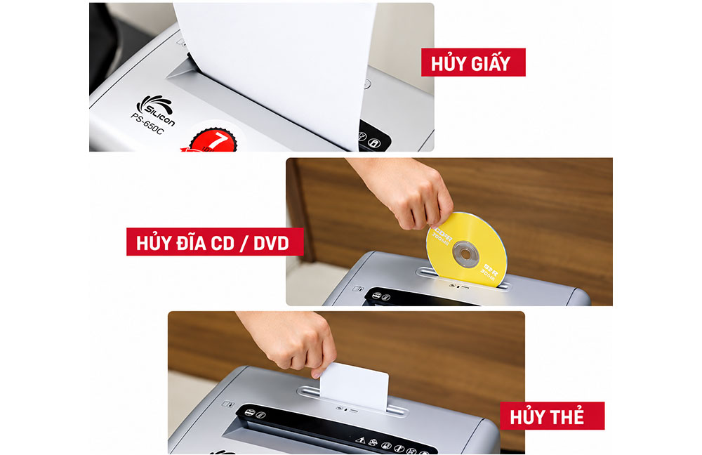 Máy huỷ tài liệu Silicon PS-650C