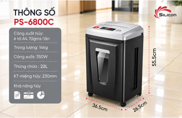 Máy huỷ tài liệu Silicon PS-6800C