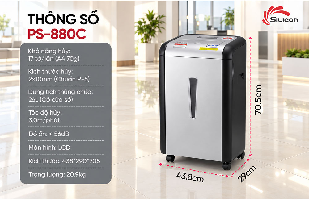 Máy huỷ tài liệu Silicon PS-880C