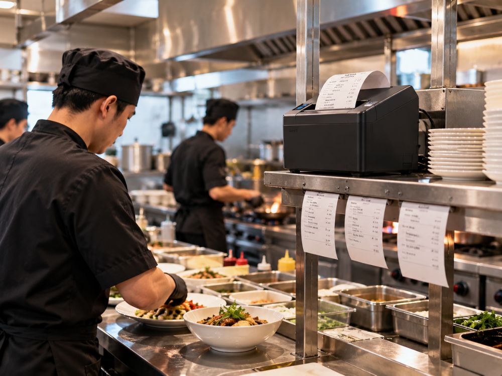 bảo quản máy in bill quán ăn trong môi trường nhà bếp