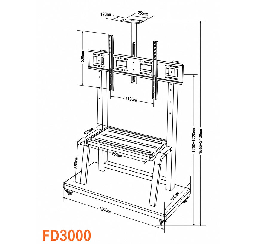 gia treo man hinh di dong dalite fd3000 2 Giá treo màn hình di động Dalite FD3000