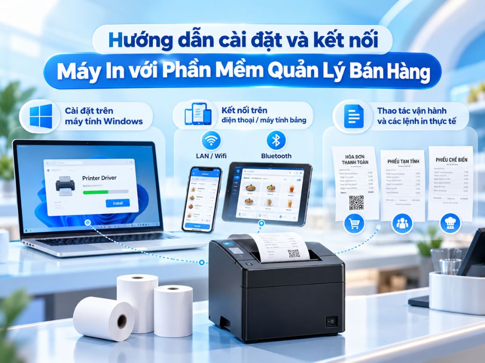 hướng dẫn cài đặt và kết nối máy in hóa đơn với phần mềm quản lý